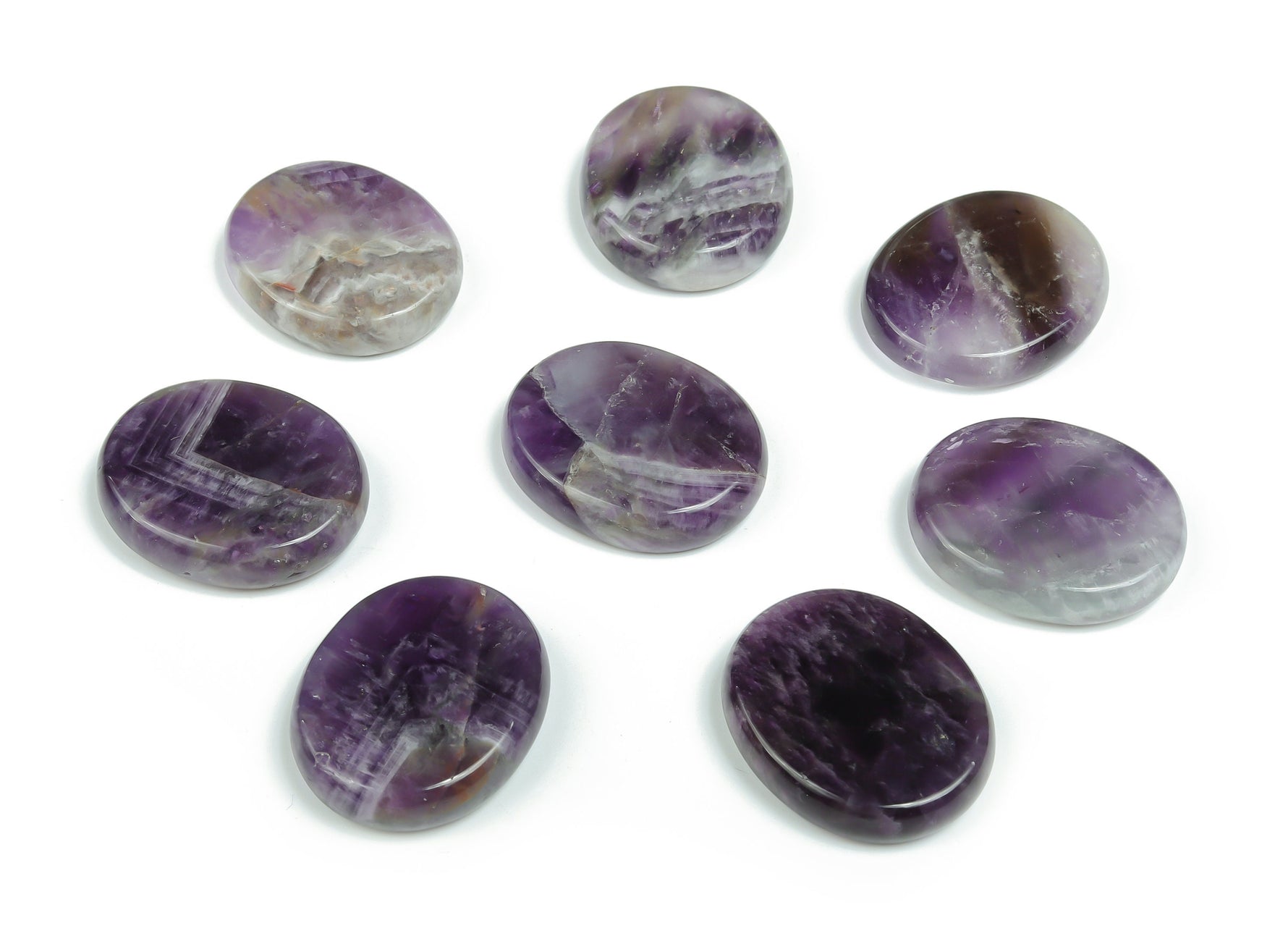 Amethyst flat gemstone slab with purple hues, measuring 30x25x7 mm, from GemstoneGO, showcasing polished crystal surface