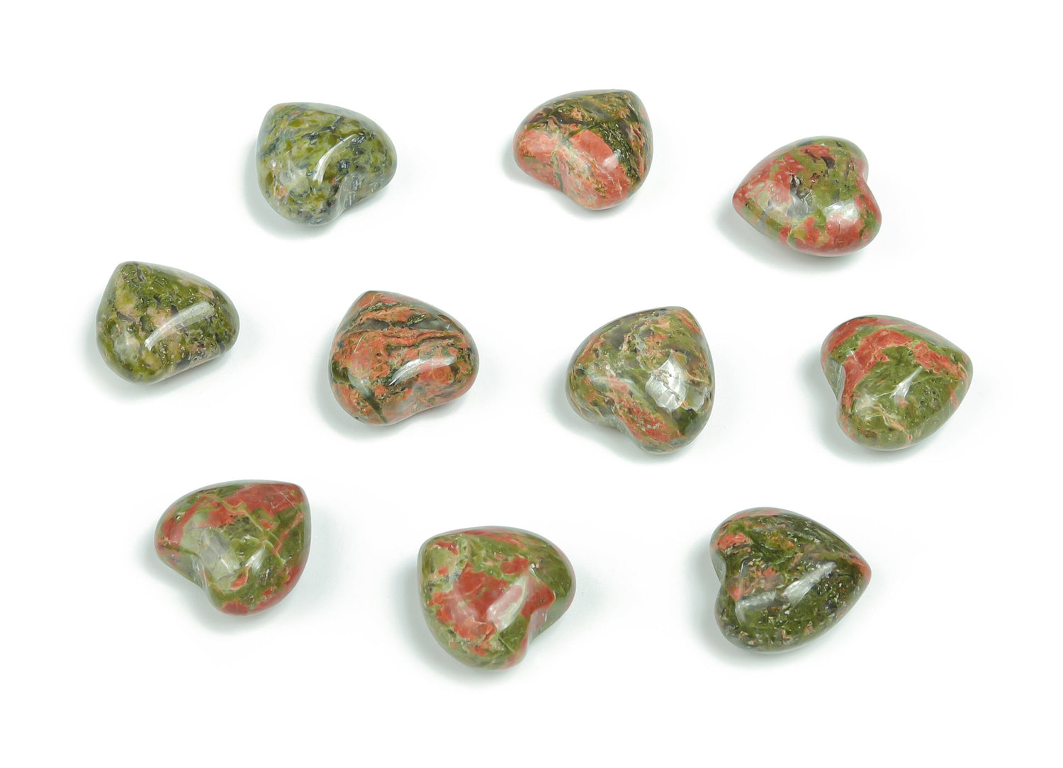 Gema de Unakita en Forma de Corazón - Corazón Abultado - 15x15x9mm - HE1022