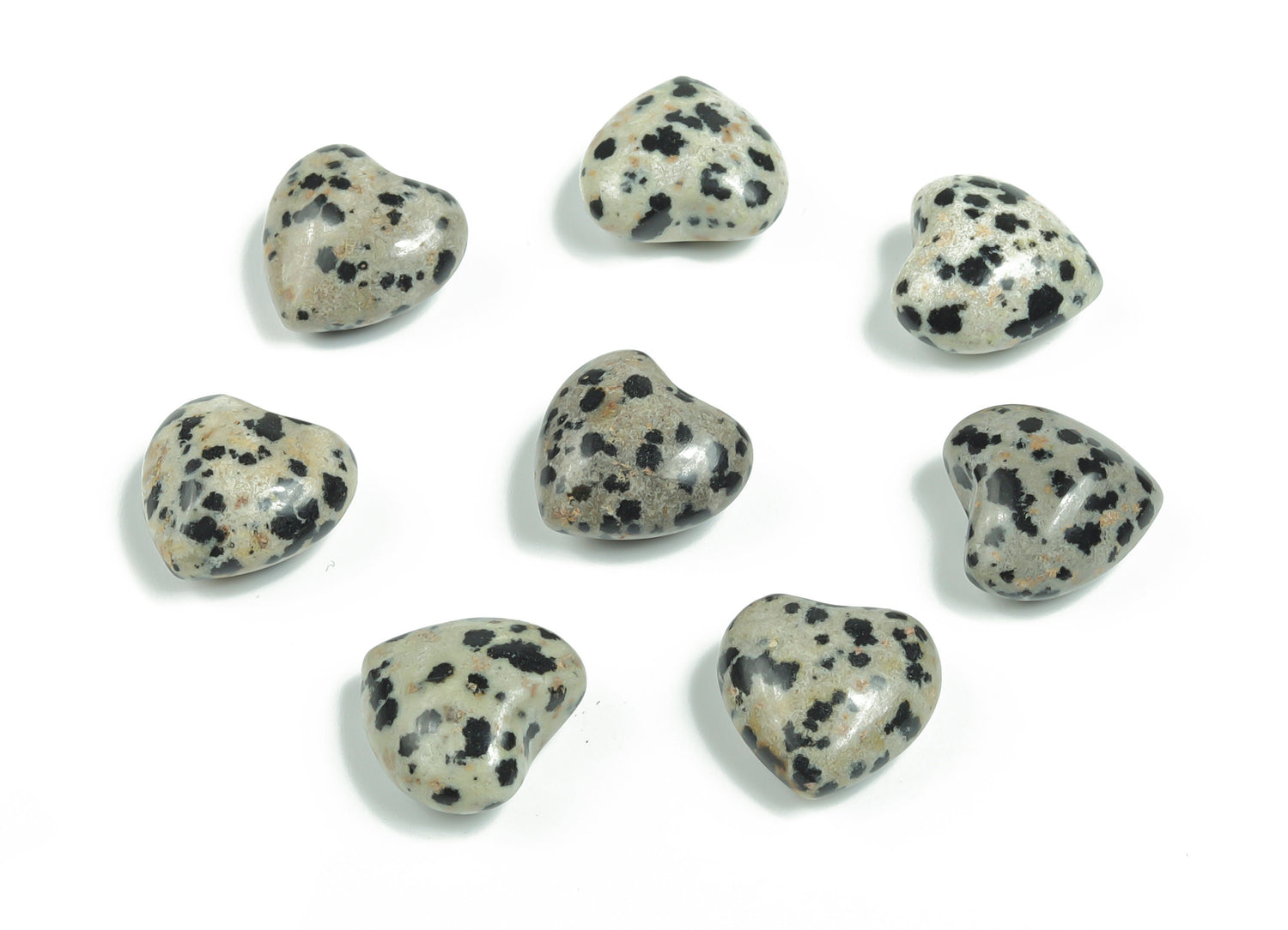 Dalmatian Jasper Heart Gemstone - Puffy Heart Shaped - 15x15x9mm - HE1024