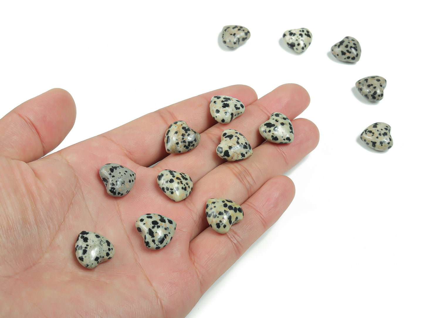 Dalmatian Jasper Heart Gemstone - Puffy Heart Shaped - 15x15x9mm - HE1024