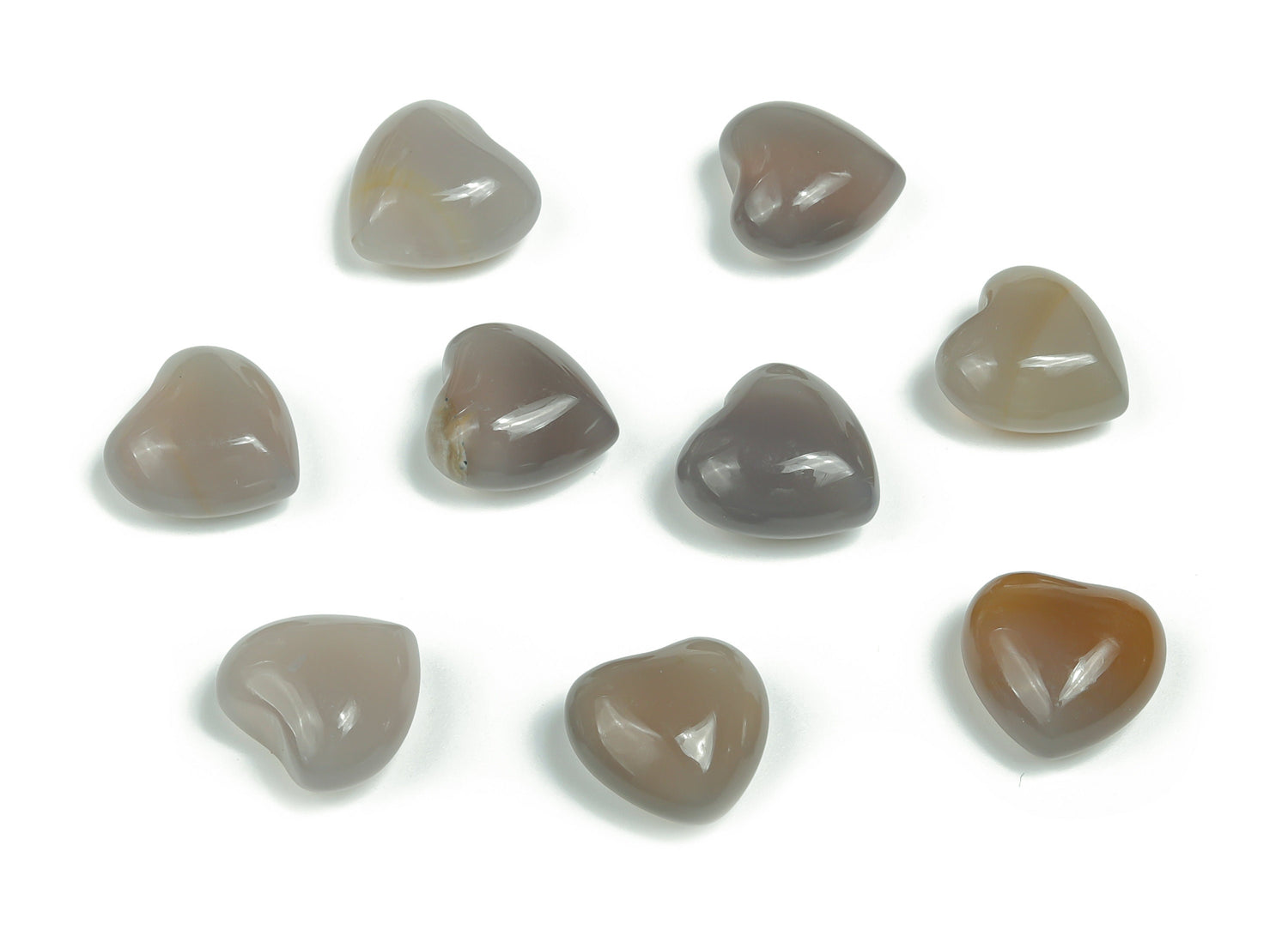 Corazón de ágata gris - Forma de corazón hinchado - 15x15x9mm - HE1025