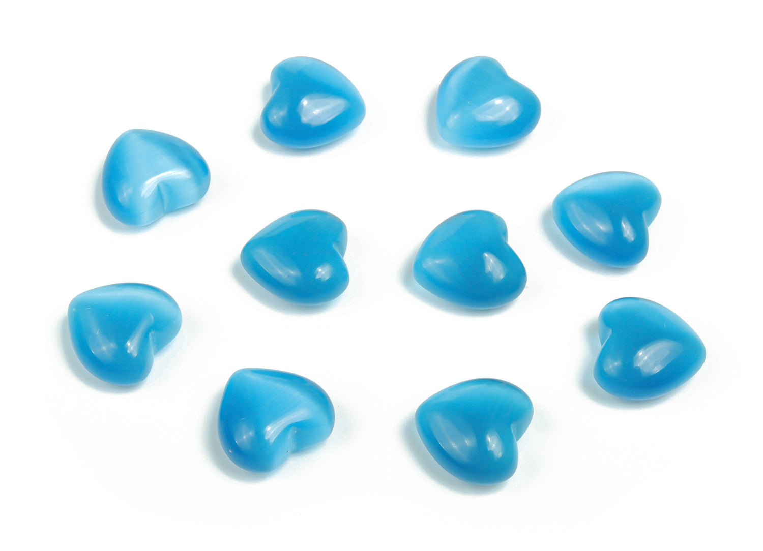 Piedra preciosa de corazón ojo de gato azul - En forma de corazón abombado - 15x15x9mm - HE1027