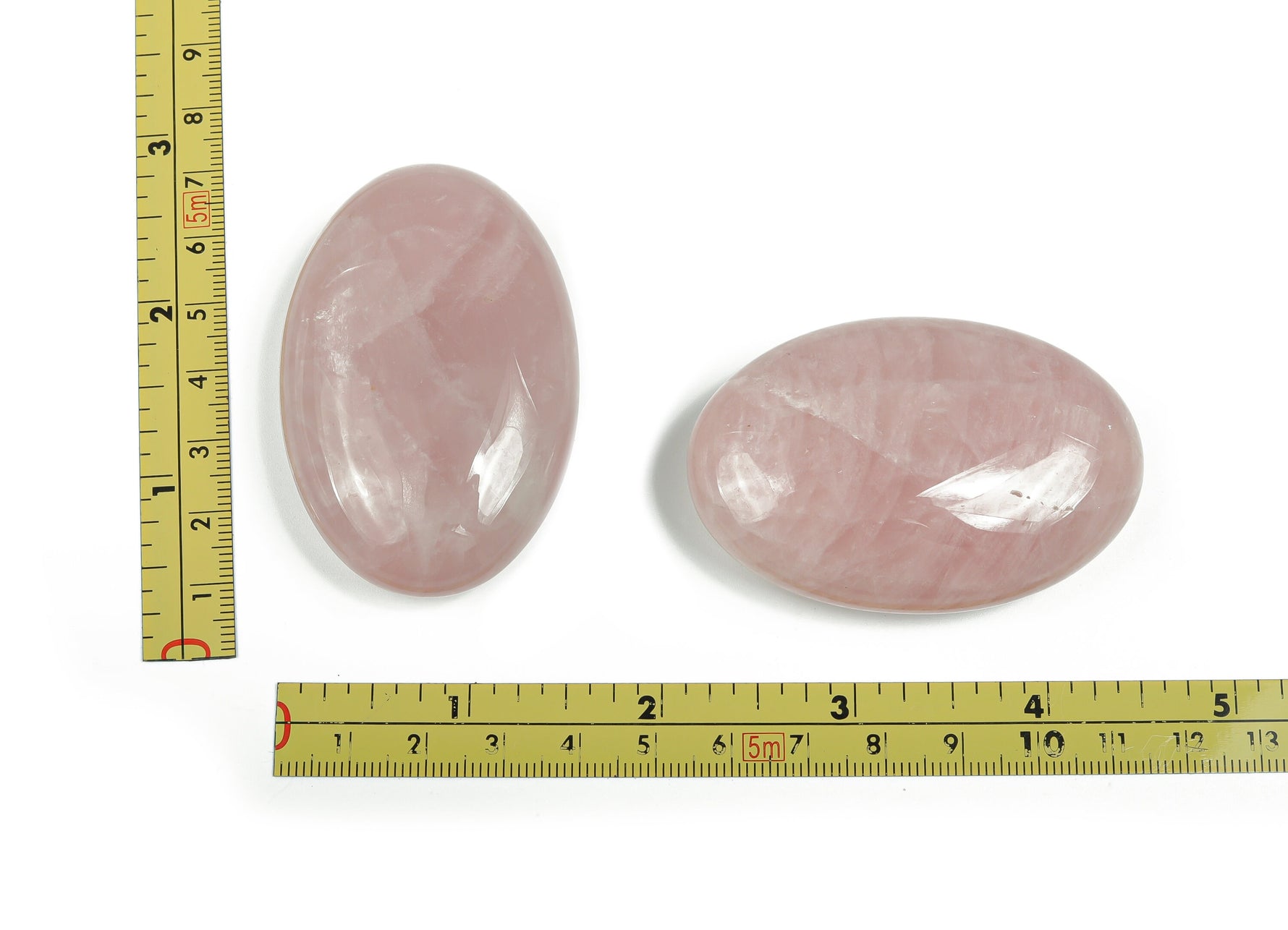 Rose quartz palm gemstone spa stone, 60x40mm, smooth polished natural crystal from GemstoneGO, ideal for meditation and relaxation.