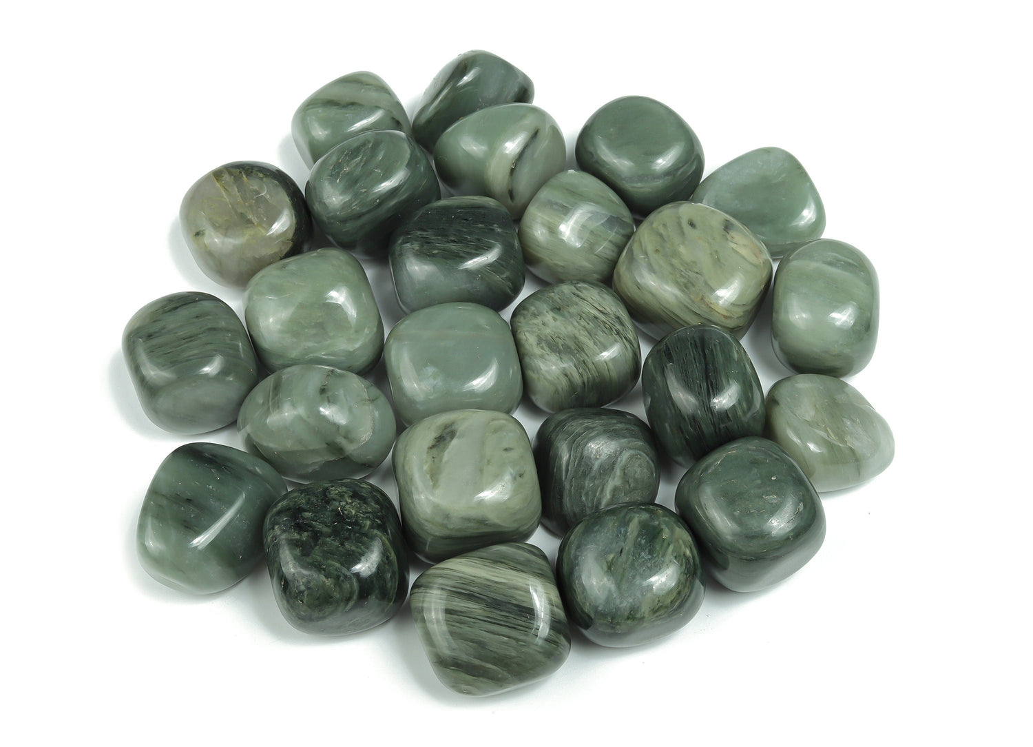 Pierre roulée en quartz rutile vert - TU1102