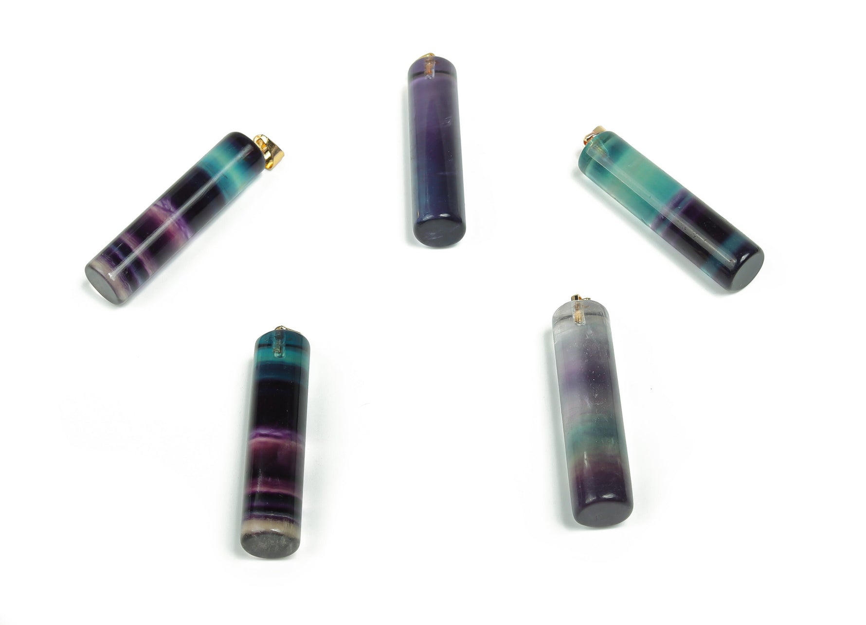 Rainbow fluorite crystal pendant from GemstoneGO featuring vibrant multi-colored fluorite stone on a silver chain.