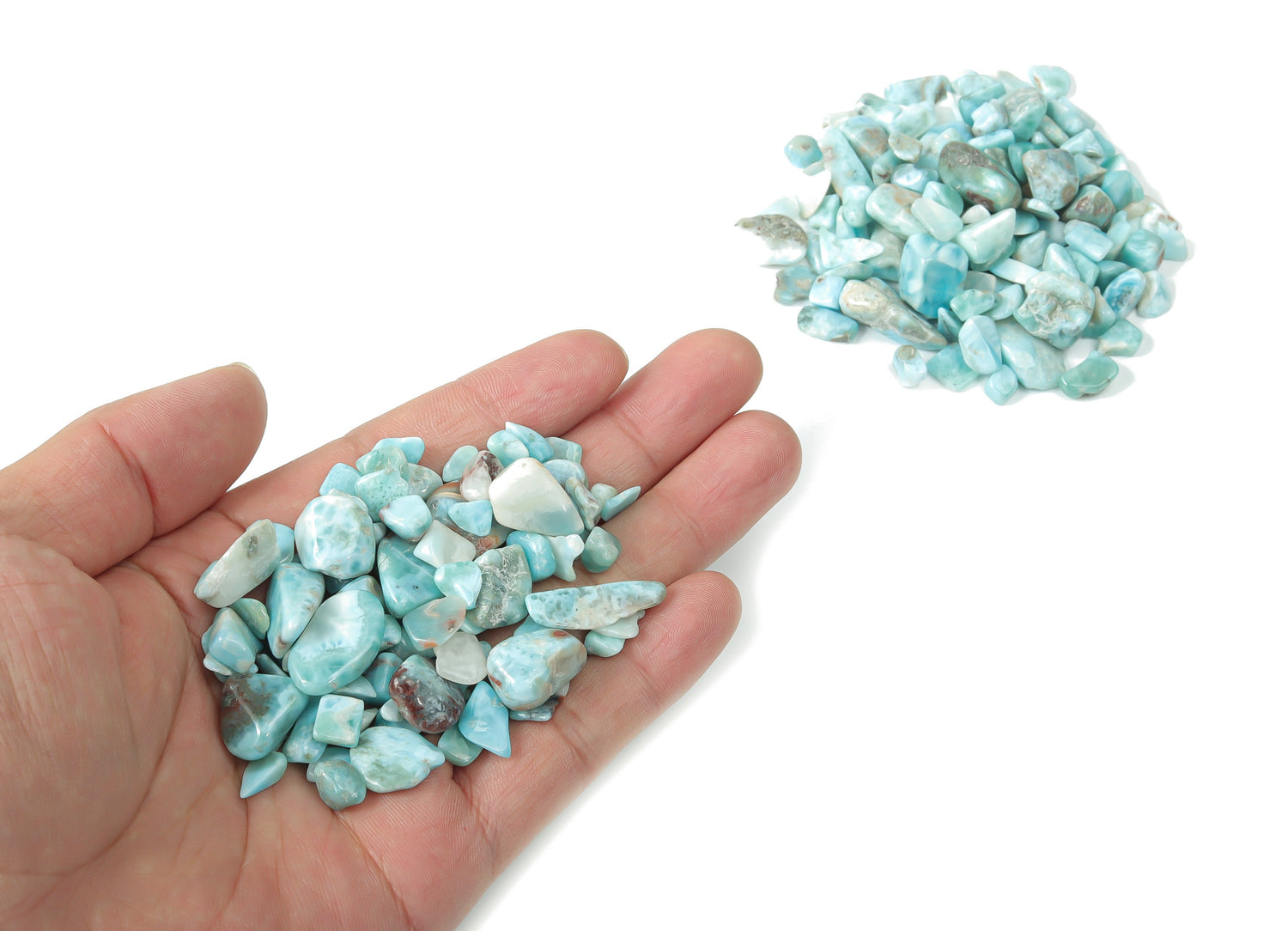 Piedras de Larimar en Chips - Semi Pulidas - A Granel - 7-12mm - CP1117