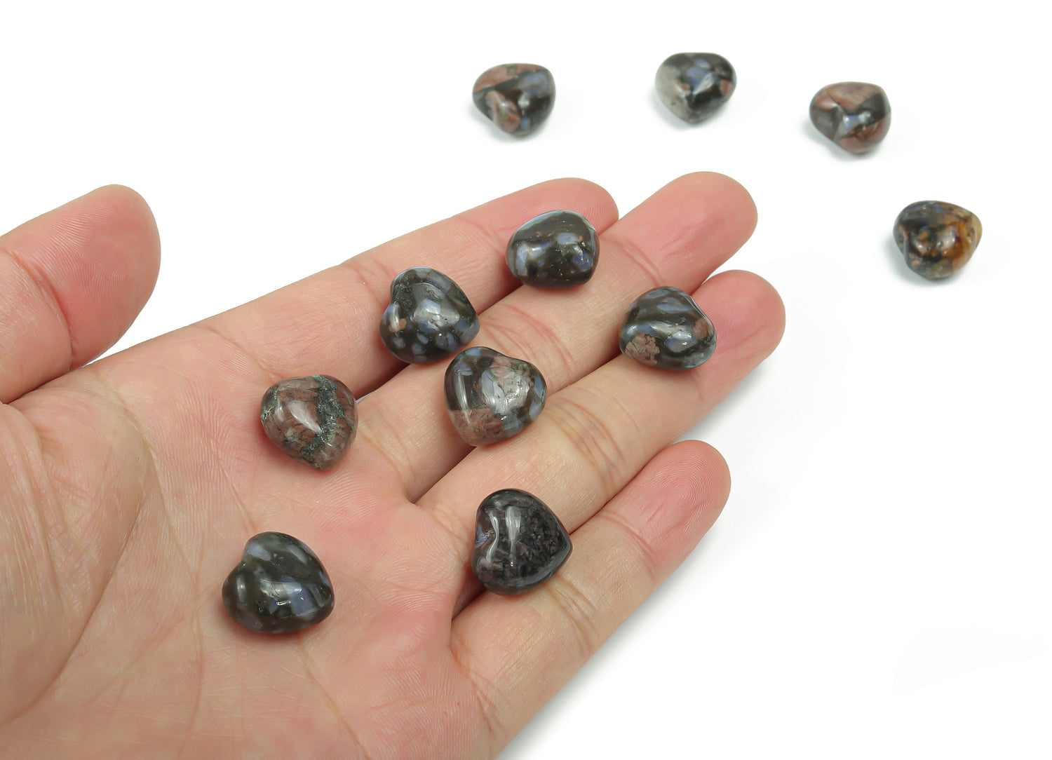 Que Sera Heart Gemstone - Blue Liberite Puffy Heart Shaped - 15x15x9mm - HE1031