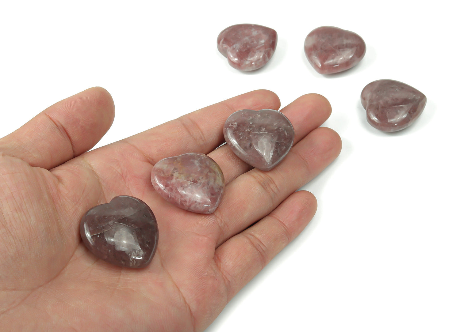 Strawberry Quartz Heart Gemstone - 30mm - HE1193