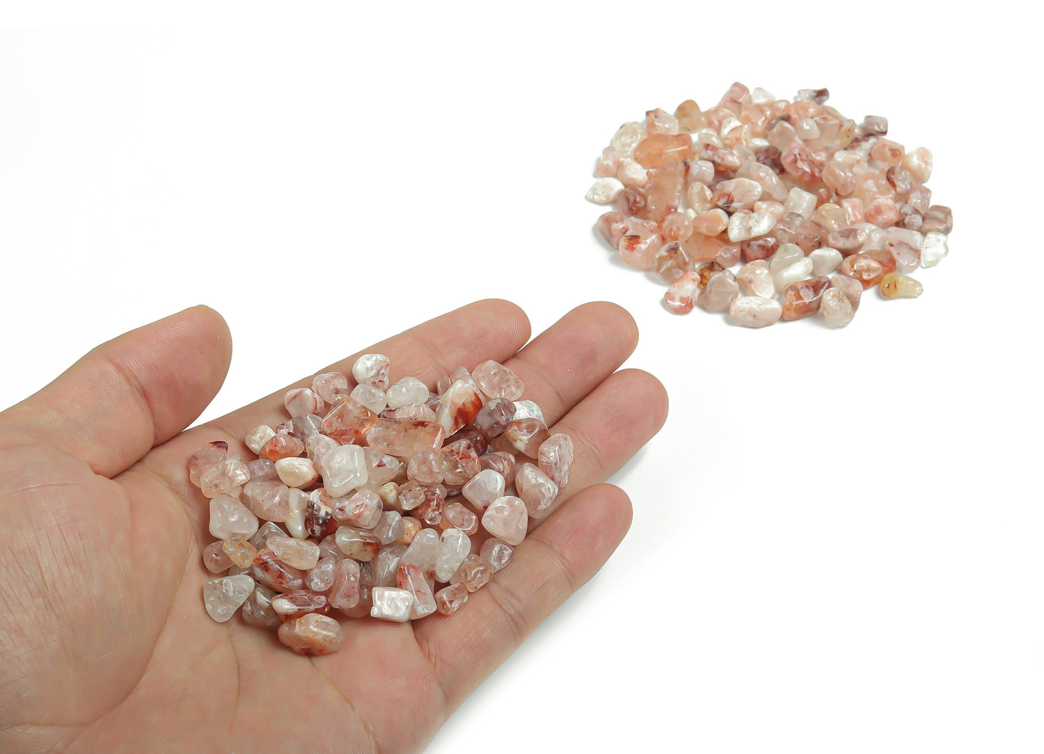Éclats de quartz hématoïde rouge ?€? Éclats de pierres précieuses ?€? Éclats de cristal semi-polis - Cristal en vrac - 5-15 mm - CP1054