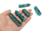 Blue Apatite Quartz obelisk crystal tower from GemstoneGO, showcasing a polished blue gemstone with natural crystal points
