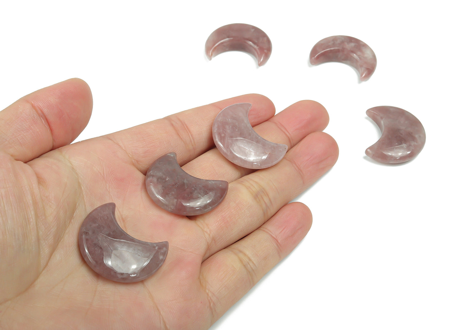Strawberry Quartz Gemstone Moon - 30mm - MO1032