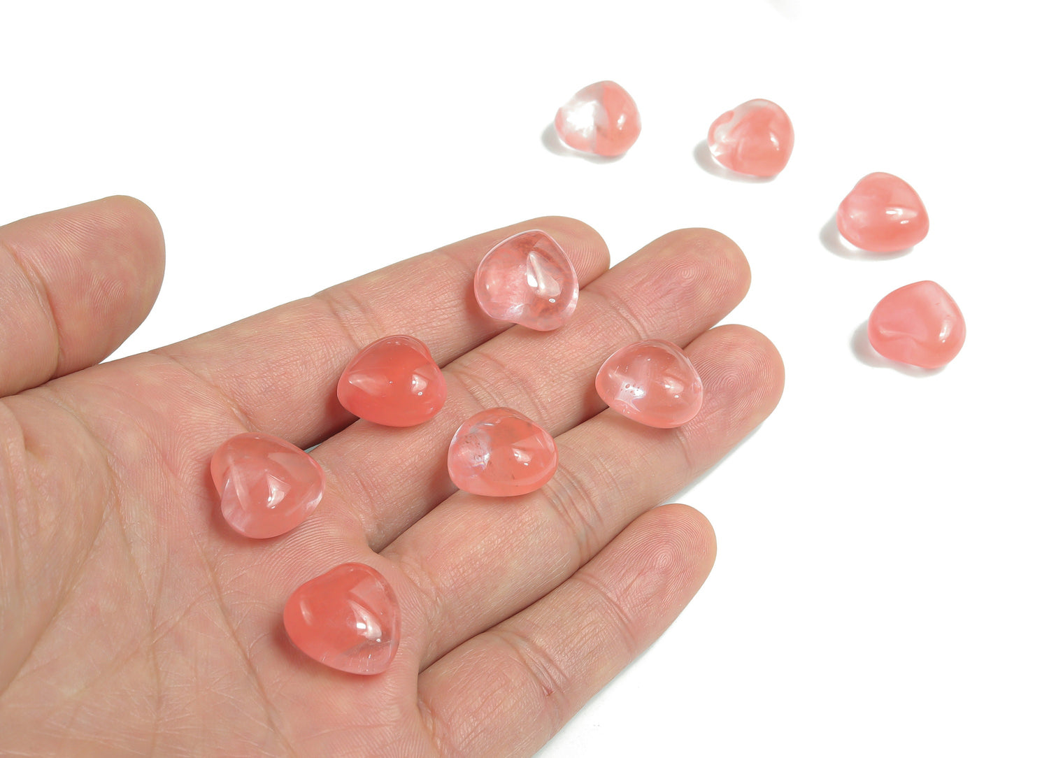 Cuarzo cereza con forma de corazón - Corazón hinchado - 15x15x9mm - HE1036