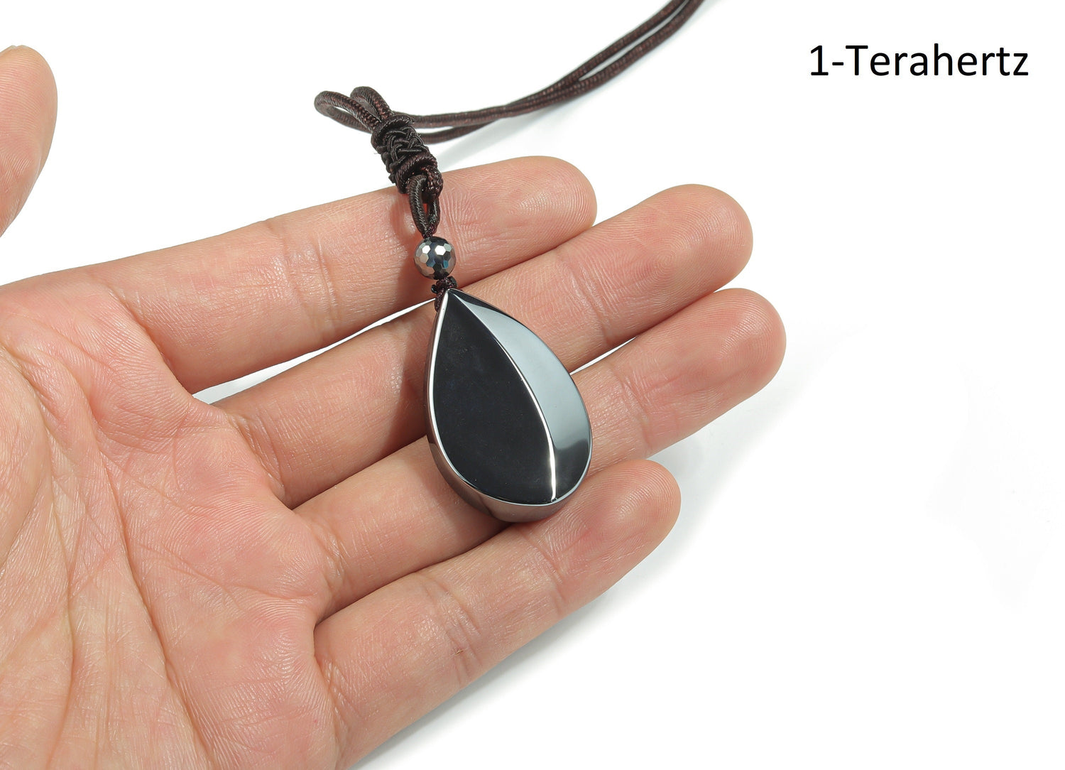 Terahertz crystal gemstone necklace on a cord, featuring a healing gemstone pendant, from GemstoneGO.
