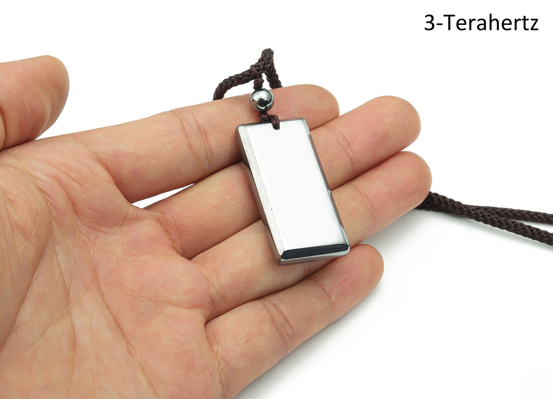 Terahertz crystal gemstone necklace with cord, featuring a healing gemstone pendant from GemstoneGO.