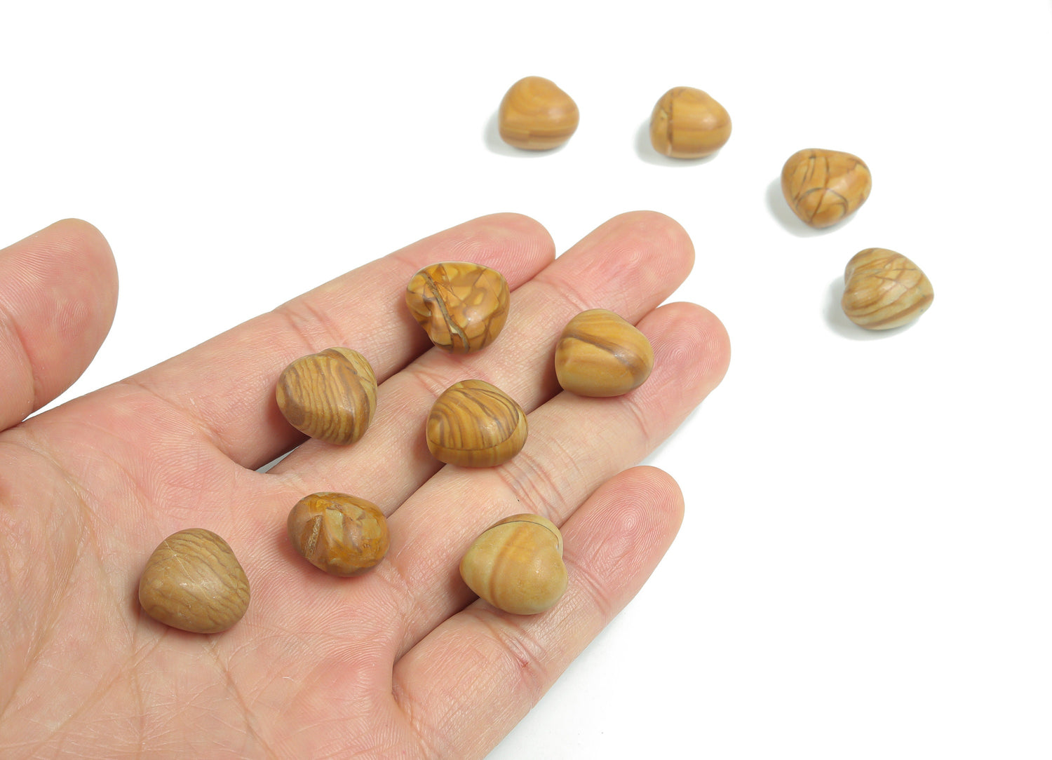 Walnut Jasper Heart Gemstone - Puffy Heart Shaped - 15x15x9mm - HE1035