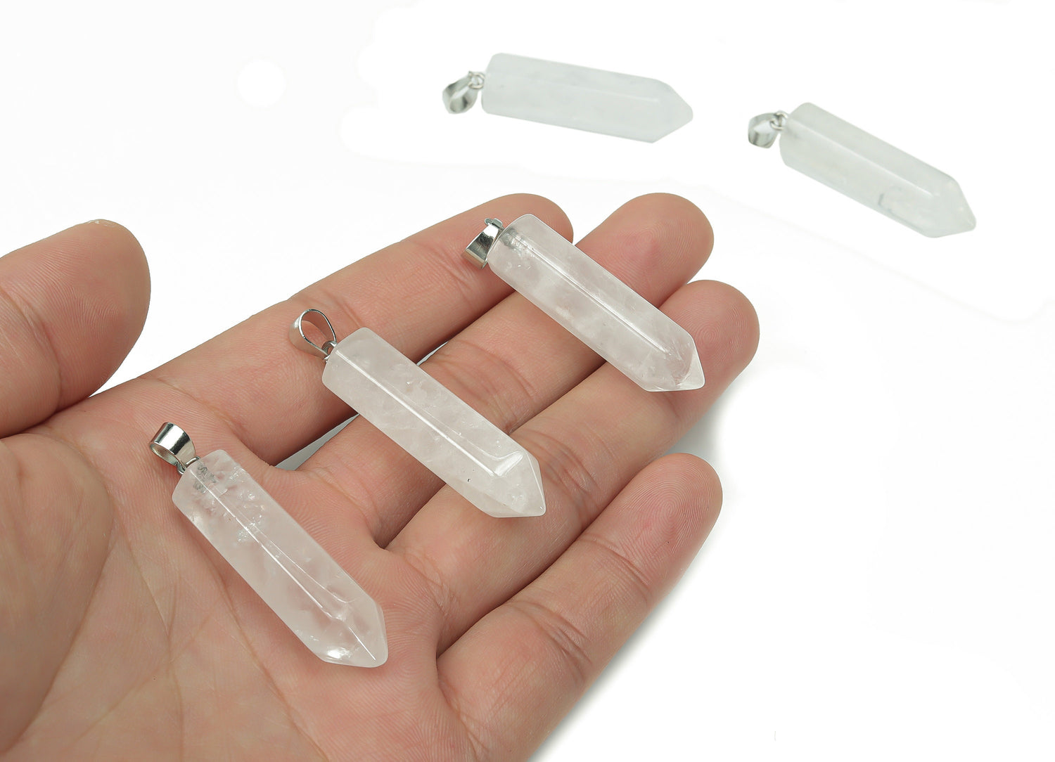 Clear Quartz Point Crystal Pendant - Jewelry Making Supplies - NC1081