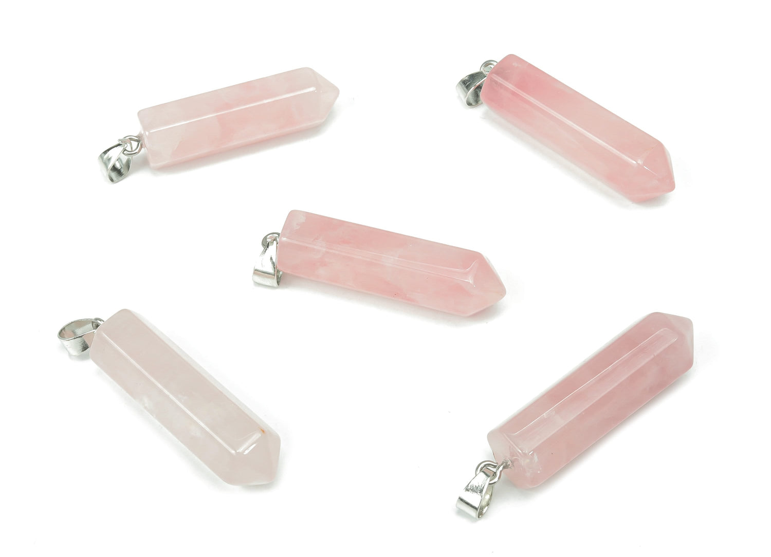 Rose Quartz Point Crystal Pendant - Jewelry Making Supplies - NC1083