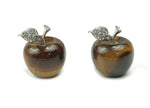 Tiger Eye Apple crystal carving from GemstoneGO, 30mm gemstone sculpture with detailed tiger eye stone features.