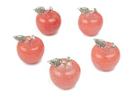 Cherry Quartz apple crystal carving from GemstoneGO, 30mm, detailed gemstone sculpture of a cherry quartz apple.