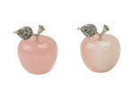 Rose quartz apple crystal carving from GemstoneGO, 30mm, polished gemstone with smooth surface and detailed apple shape.