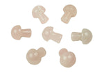 Pink rose quartz mushroom carved gemstone, 20mm, from GemstoneGO, featuring smooth polished surface and detailed mushroom shape.