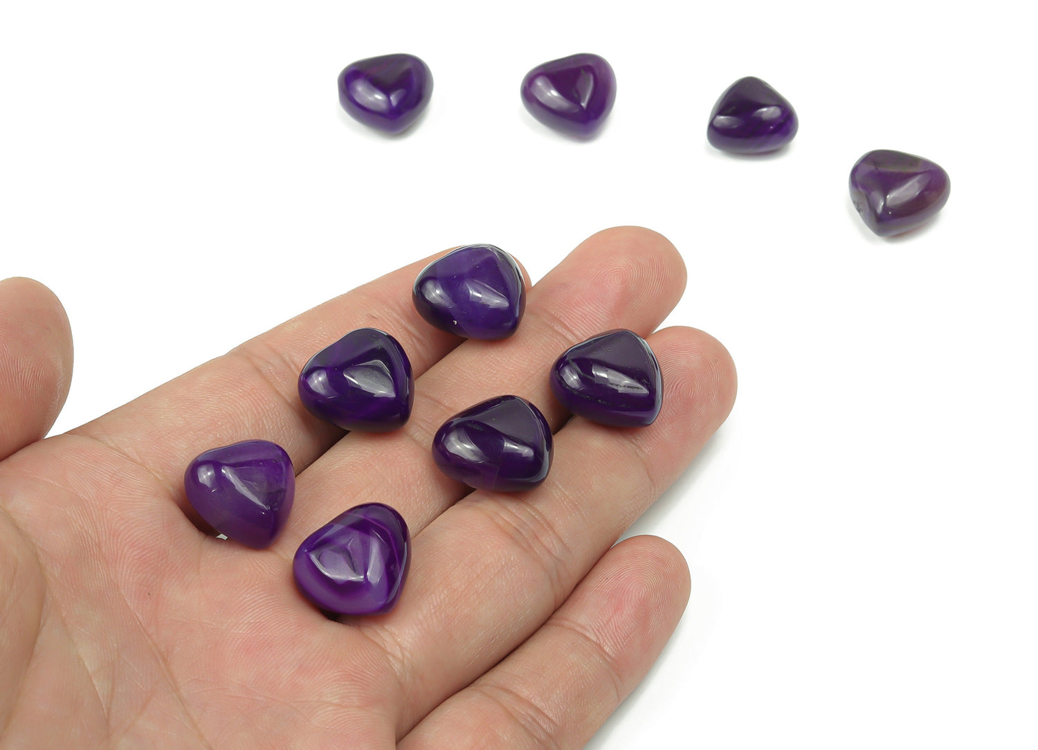Purple Agate Heart Gemstone - Puffy Heart Shaped - 15x15x9mm - HE1042