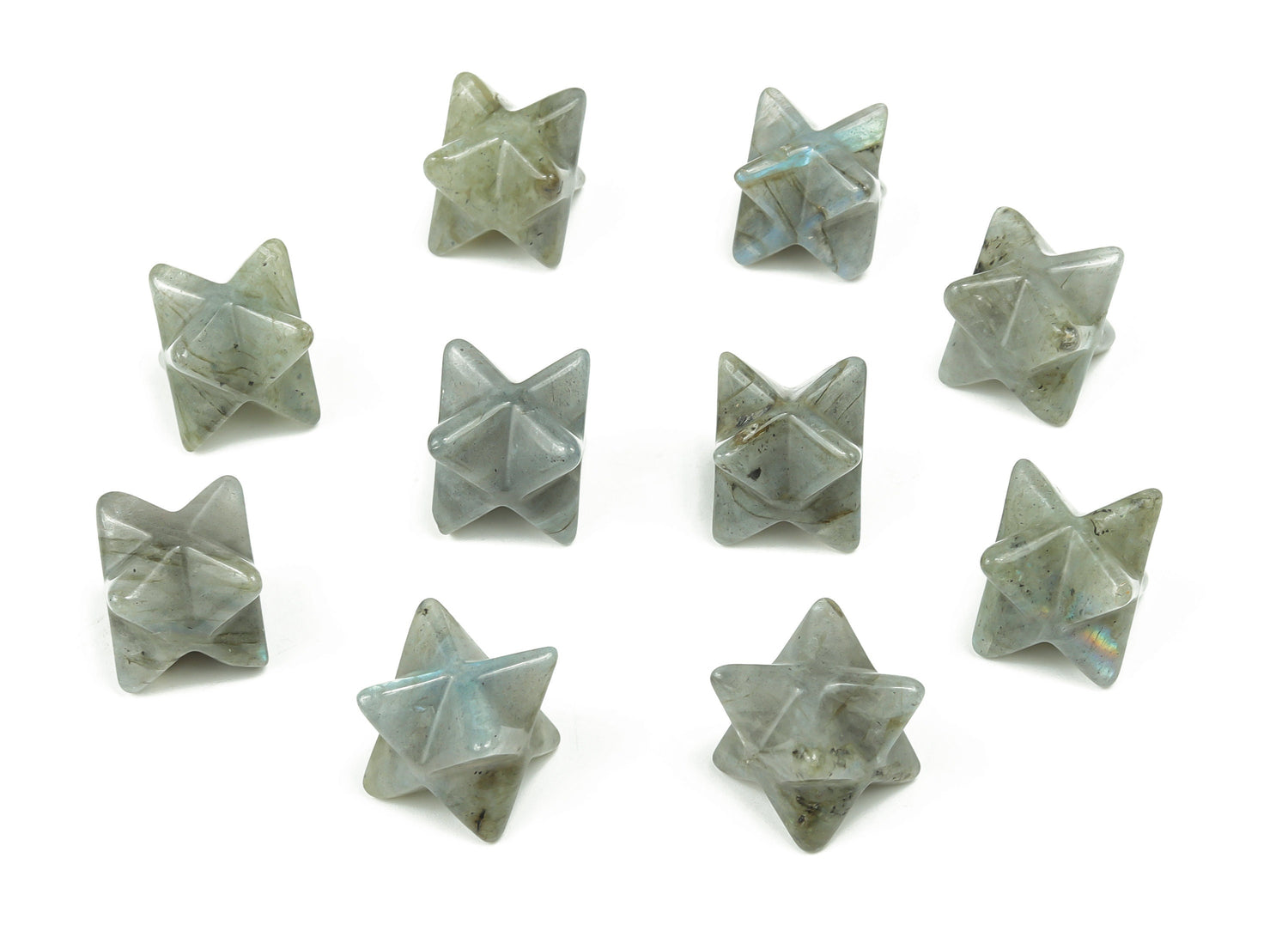 Merkaba en labradorite - Pierre précieuse en labradorite sculptée - Étoile Merkaba en cristal - Guérison énergétique - Pierre de chakra ?€? 1,3 cm ?€? ME1014