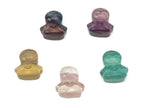 Fluorite angel kid gemstone carving with vibrant purple and green hues, detailed angel figure, by GemstoneGO.