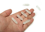 Clear quartz terminated carved point gemstone from GemstoneGO, 33mm, showcasing a polished, natural crystal with pointed ends.