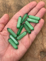 Green Cats Eye gemstone carved point, 33mm, with polished termination and carved details, by GemstoneGO.