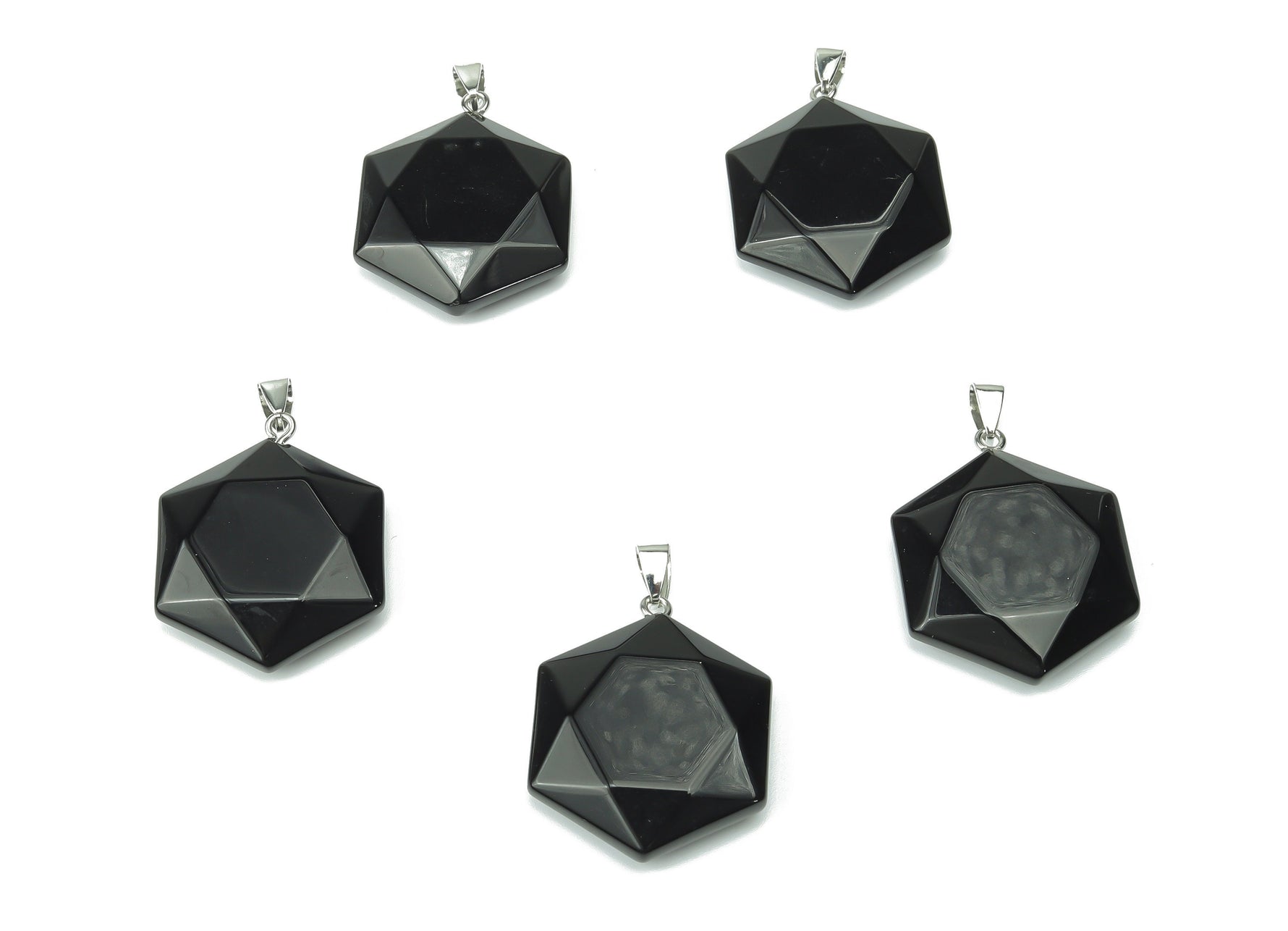 Obsidian star pendant by GemstoneGO, natural crystal necklace with a polished star-shaped pendant for jewelry making.