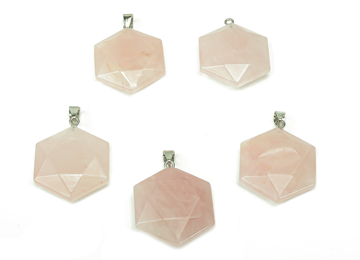 Rose quartz star Merkaba crystal pendant from GemstoneGO, showcasing a polished pink gemstone with a star-shaped design for jewelry making.