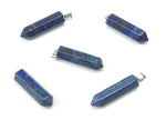 Lapis Lazuli point crystal pendant from GemstoneGO, ideal for jewelry making, showcasing a deep blue gemstone with gold flecks.