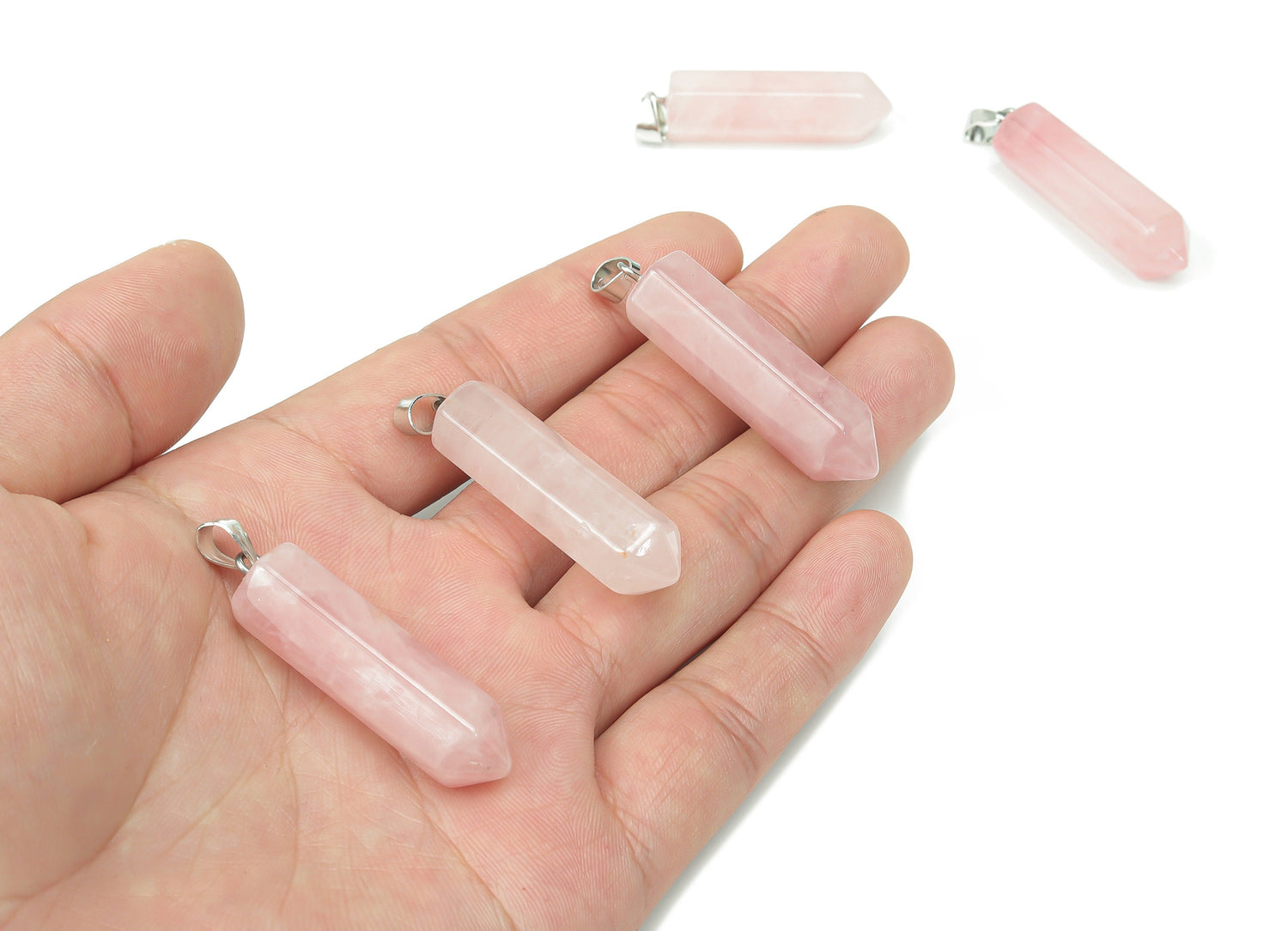 Rose Quartz Point Crystal Pendant - Jewelry Making Supplies - NC1083