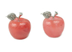 Cherry Quartz Apple crystal carving from GemstoneGO, 30mm, detailed polished gemstone with vibrant red and clear quartz hues.