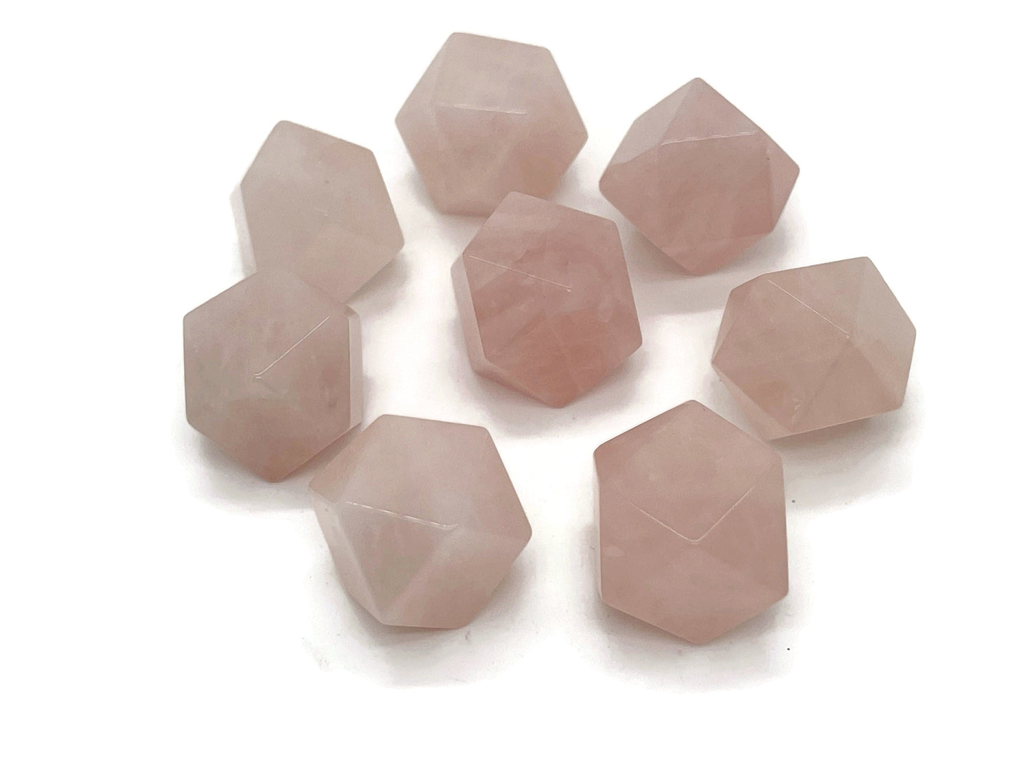 Rose Quartz Polyhedron Carved Gemstone - 20mm - PL1004