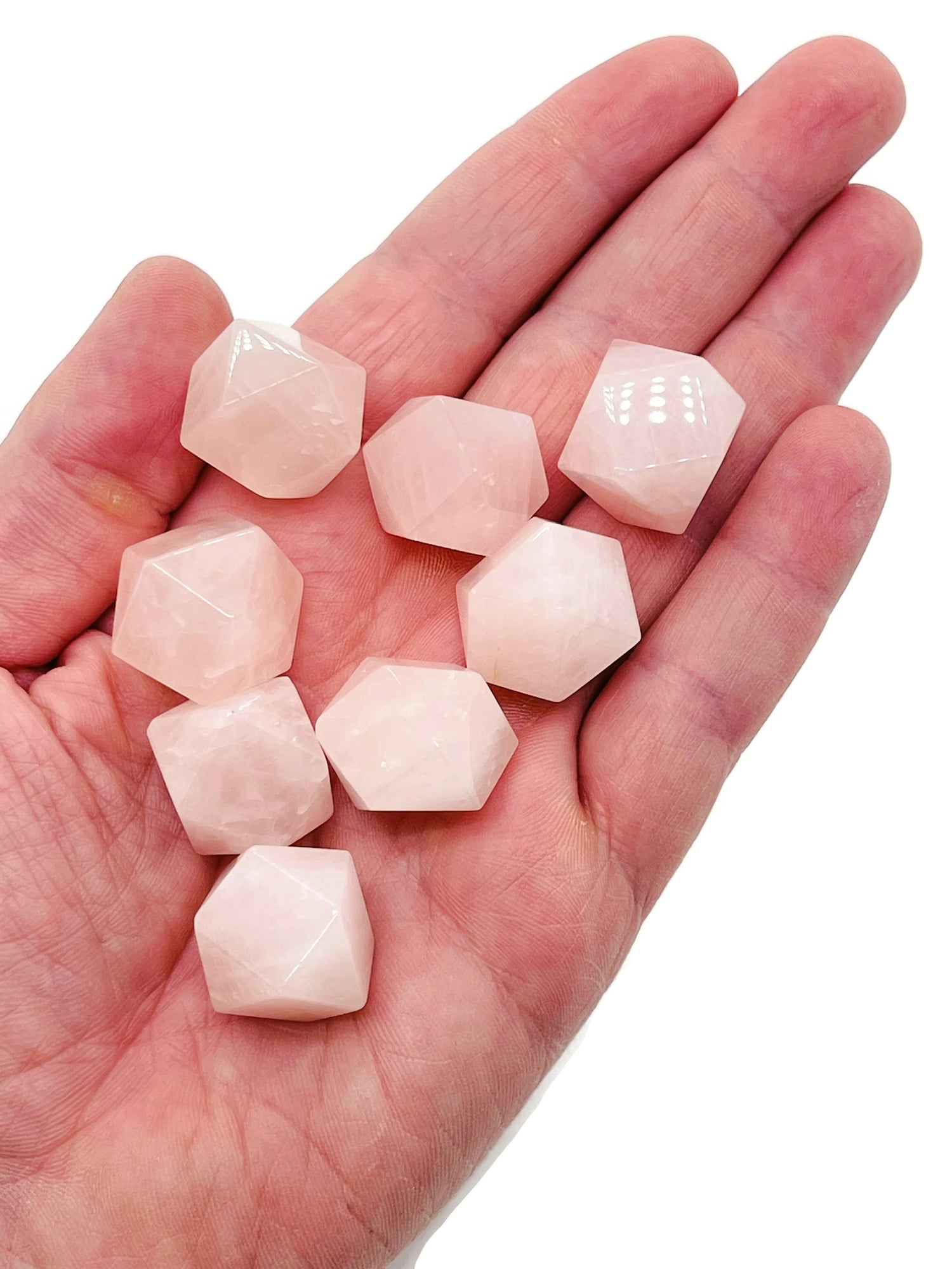 Rose Quartz Polyhedron Carved Gemstone - 20mm - PL1004