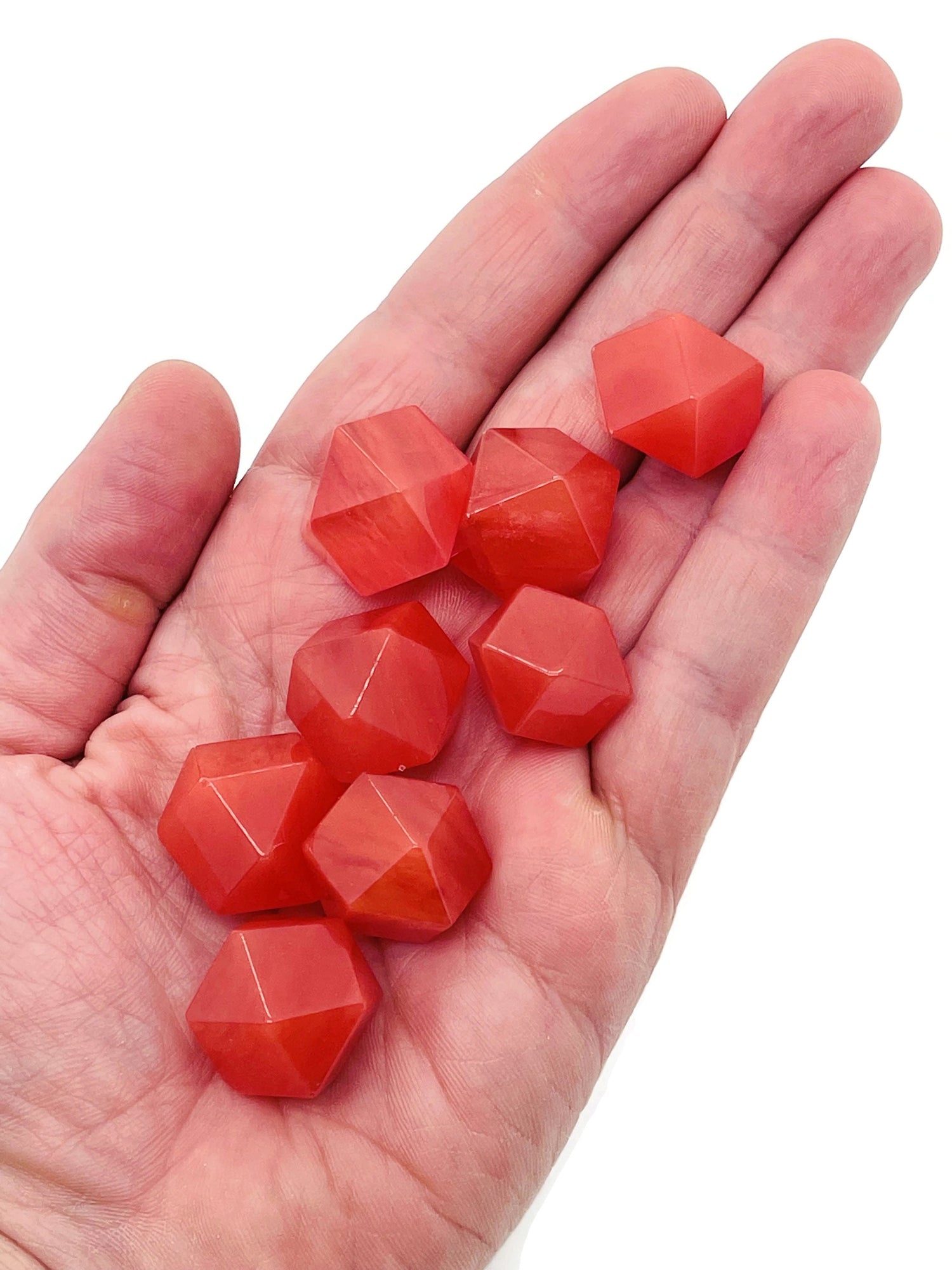 Cherry Quartz Polyhedron Carved Gemstone - 20mm - PL1005
