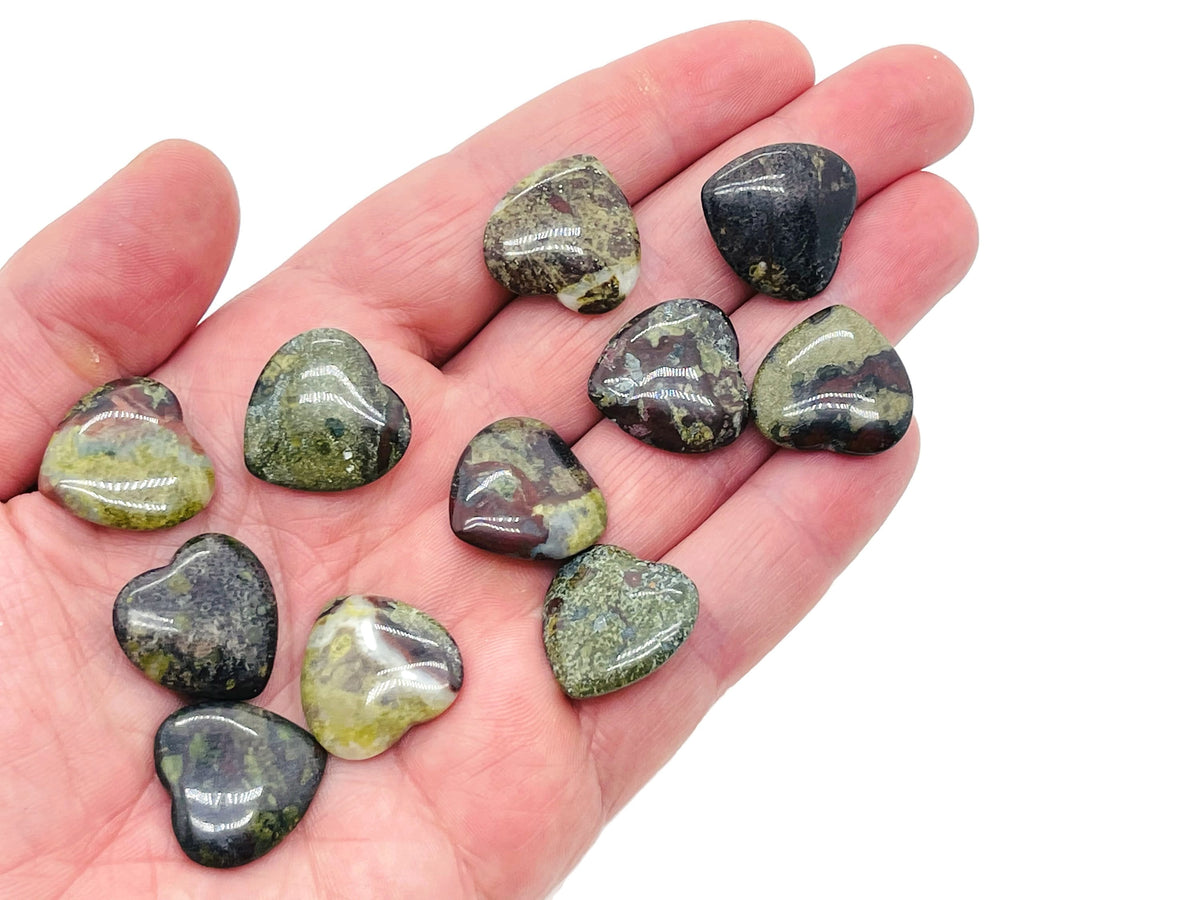 Dragon Blood Jasper heart gemstone, 20x20x6mm, from GemstoneGO, showcasing deep red and brown natural stone with polished surface.