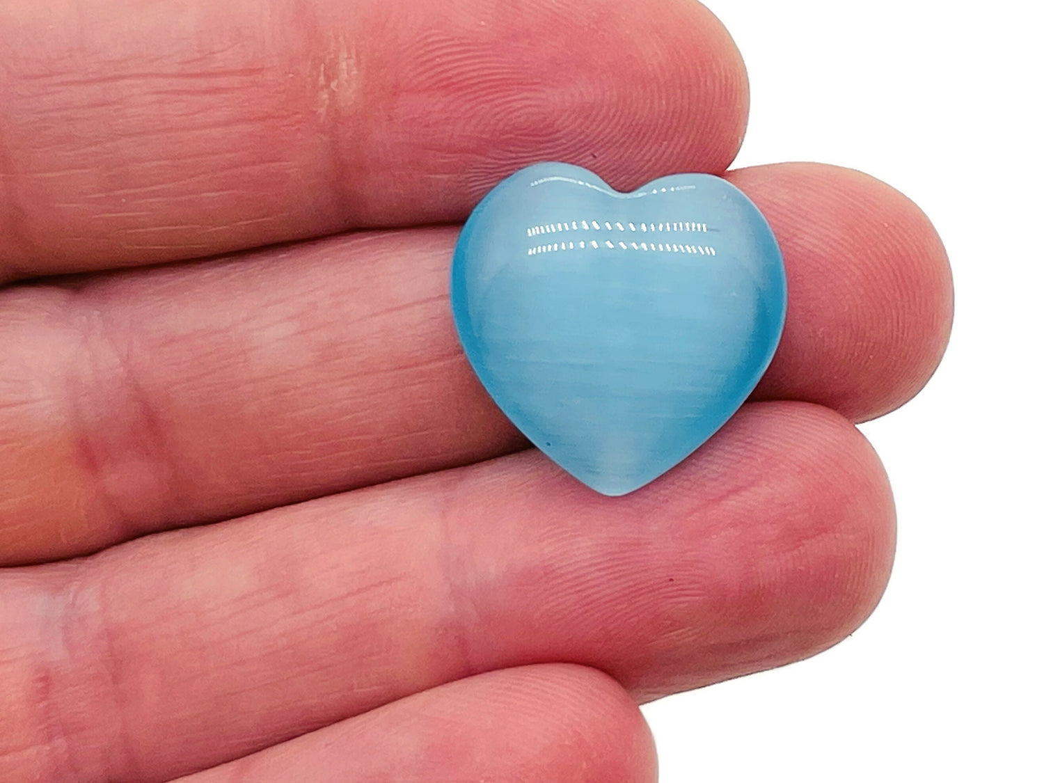 Gema en forma de corazón de ojo de gato azul - 20x20x6mm - HE1085