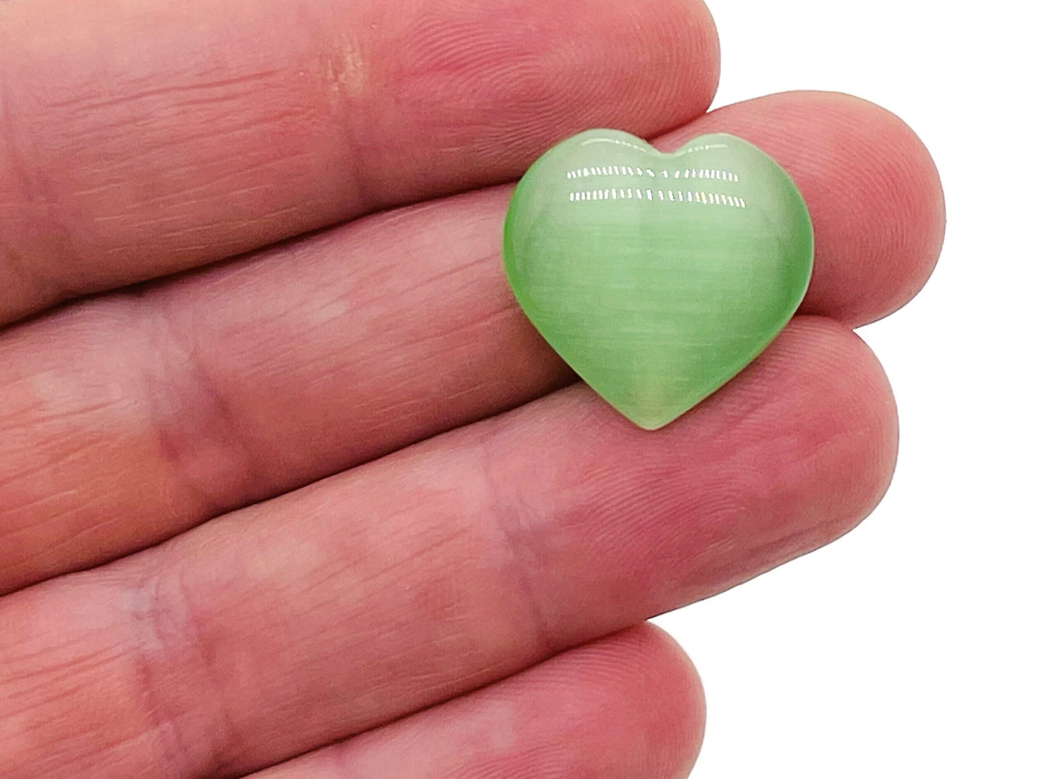 Gema Corazón Ojo de Gato Verde - 20x20x6mm - HE1086