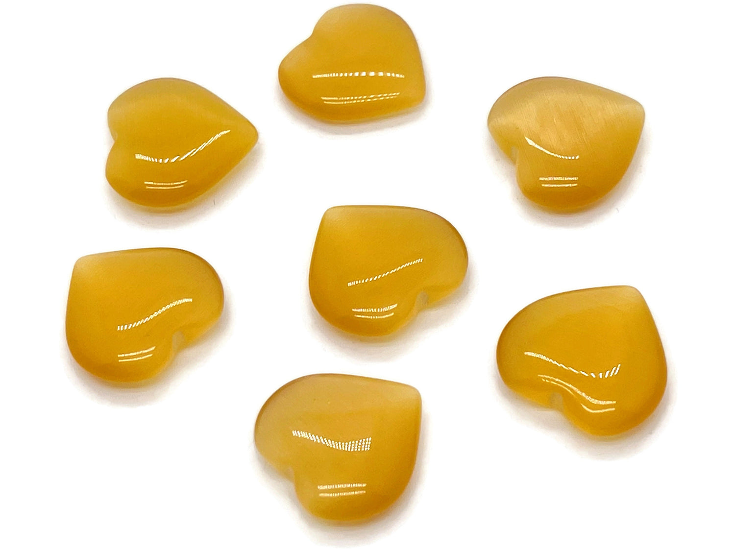 Gema de Ojo de Gato Amarillo en Forma de Corazón - 20x20x6mm - HE1087