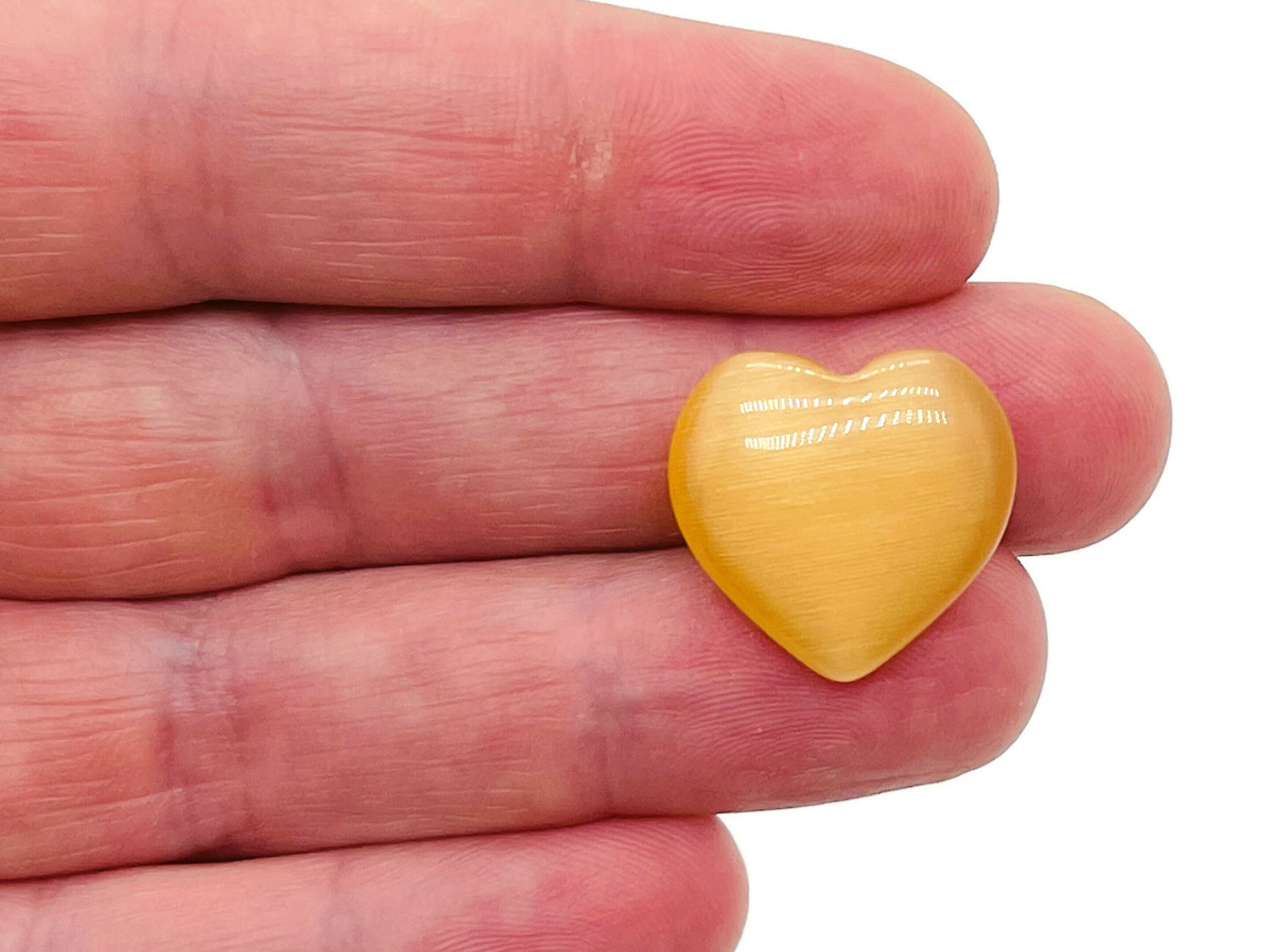 Gema de Ojo de Gato Amarillo en Forma de Corazón - 20x20x6mm - HE1087