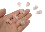 Rose quartz mushroom carved gemstone, 20mm size, featuring detailed mushroom shape and soft pink color from GemstoneGO.