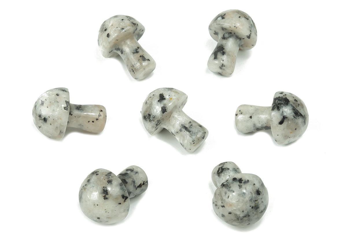 20mm Kiwi Jasper mushroom carved gemstone by GemstoneGO, showing a smooth, polished green stone with natural patterning.