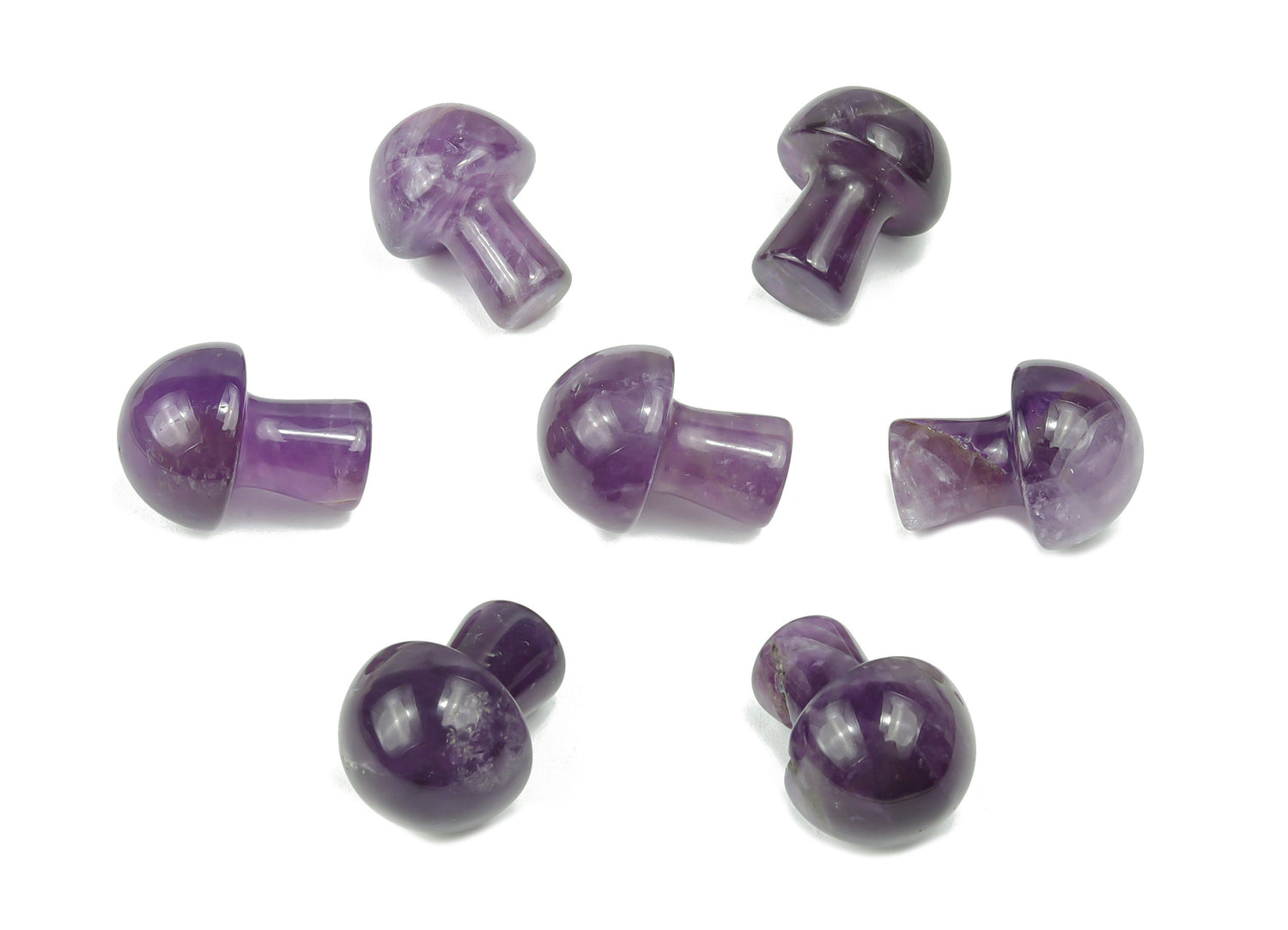 Amethyst mushroom carved gemstone, 20mm, showcasing purple hues and detailed mushroom design from GemstoneGO.