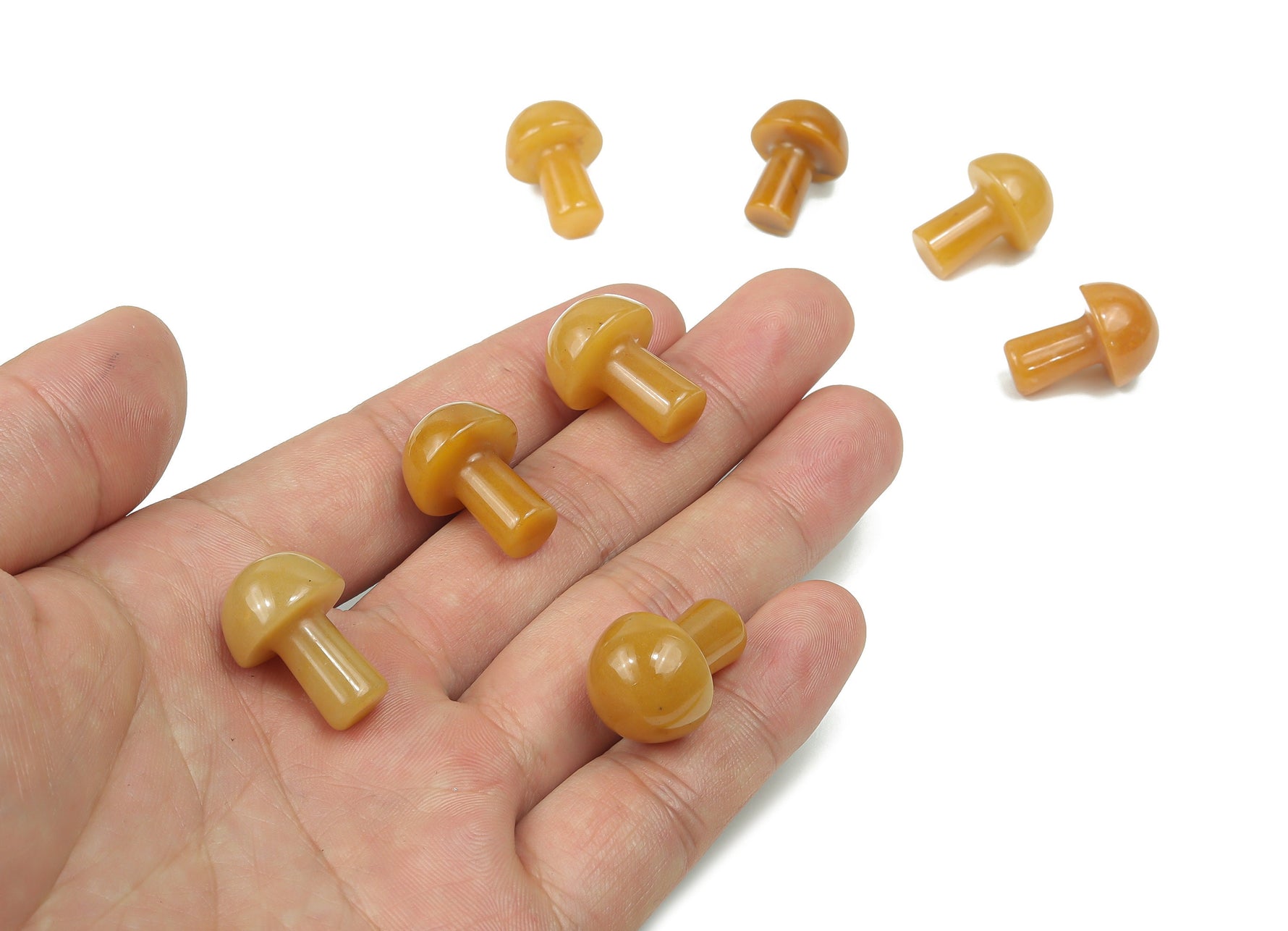 Yellow aventurine mushroom carved gemstone, 20mm, showcasing intricate carving and vibrant yellow color, from GemstoneGO.