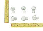 20mm Howlite mushroom carved gemstone from GemstoneGO, showcasing smooth white stone with gray veining and mushroom shape.