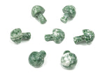 Green Dot Jade mushroom carved gemstone from Qinghai Jade, 20mm, featuring detailed mushroom design by GemstoneGO