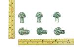 Green Jade Mushroom carved gemstone from Qinghai Jade, 20mm, featuring intricate dot and mushroom carvings by GemstoneGO.